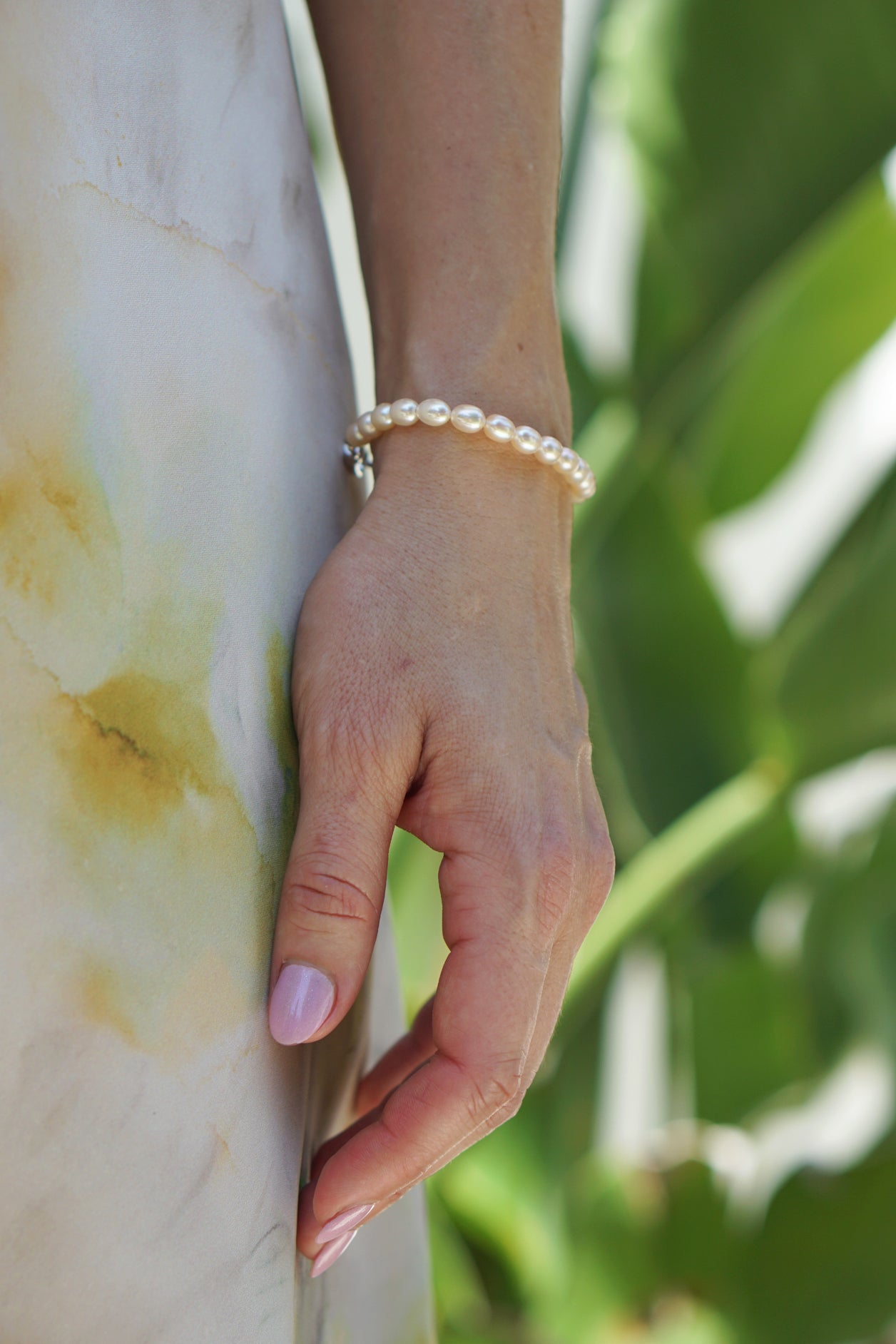 Peach Rice Pearl Bracelet | Sterling Silver