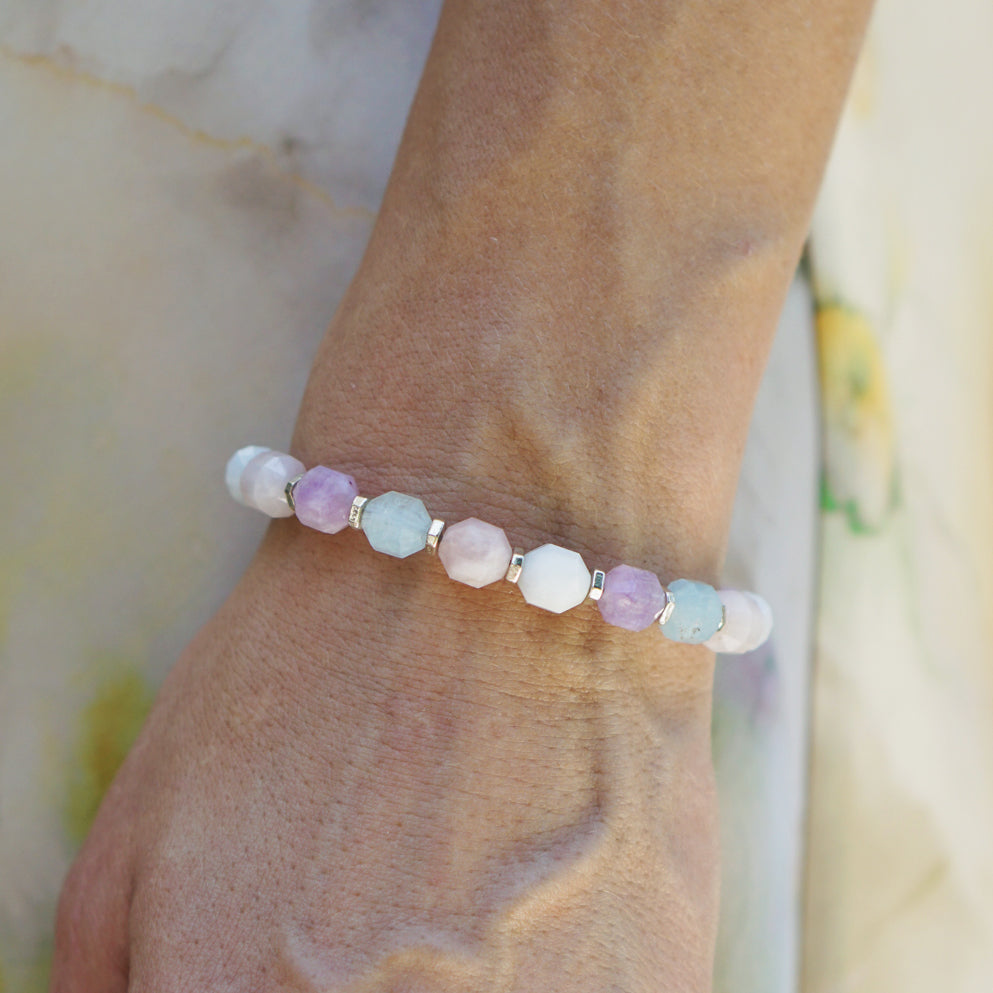 Trinity Bracelet | Amethyst, Rose Quartz, Aquamarine & Sterling Silver