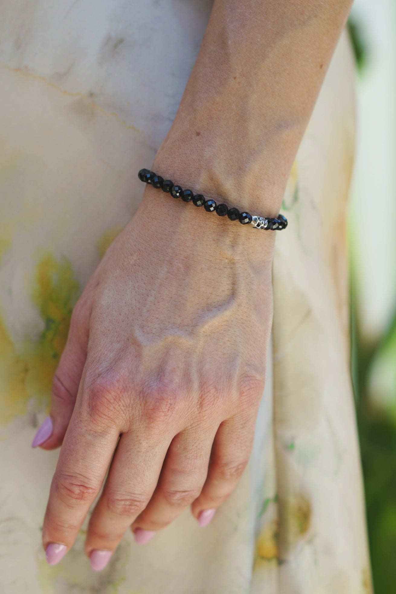 Phantom Bracelet | Black Spinel, Skull & Sterling Silver