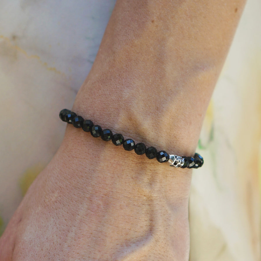 Phantom Bracelet | Black Spinel, Skull & Sterling Silver