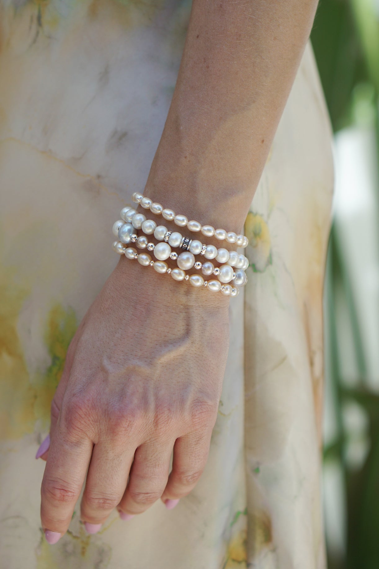 Rice Pearl & Disc Bracelet | Sterling Silver