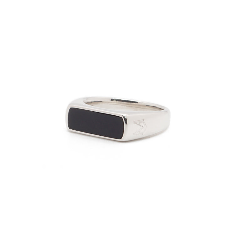 Onyx Slim Signet Ring | Sterling Silver