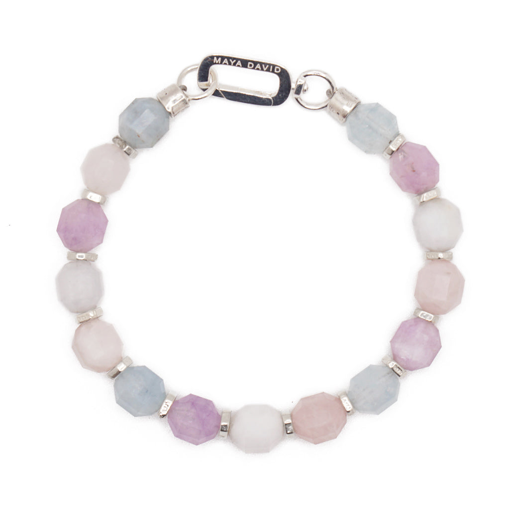 Trinity Bracelet | Amethyst, Rose Quartz, Aquamarine & Sterling Silver