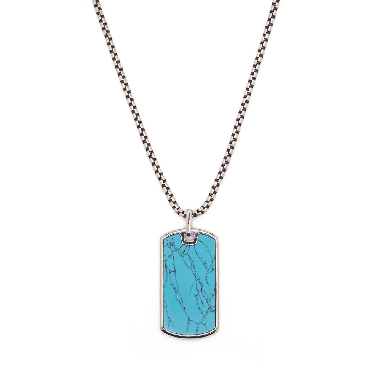 Turquoise Tag Necklace | Sterling Silver