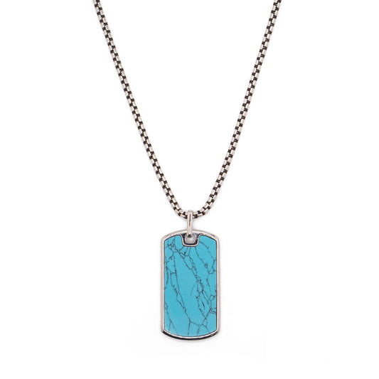 Turquoise Tag Necklace | Sterling Silver