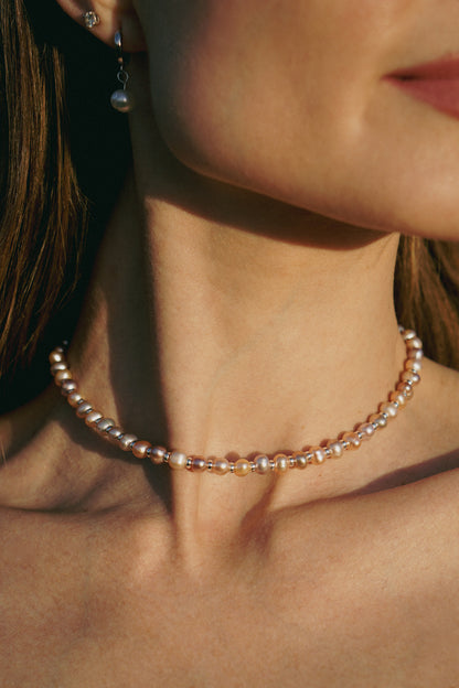 Sunset Pearl Necklace | Sterling Silver