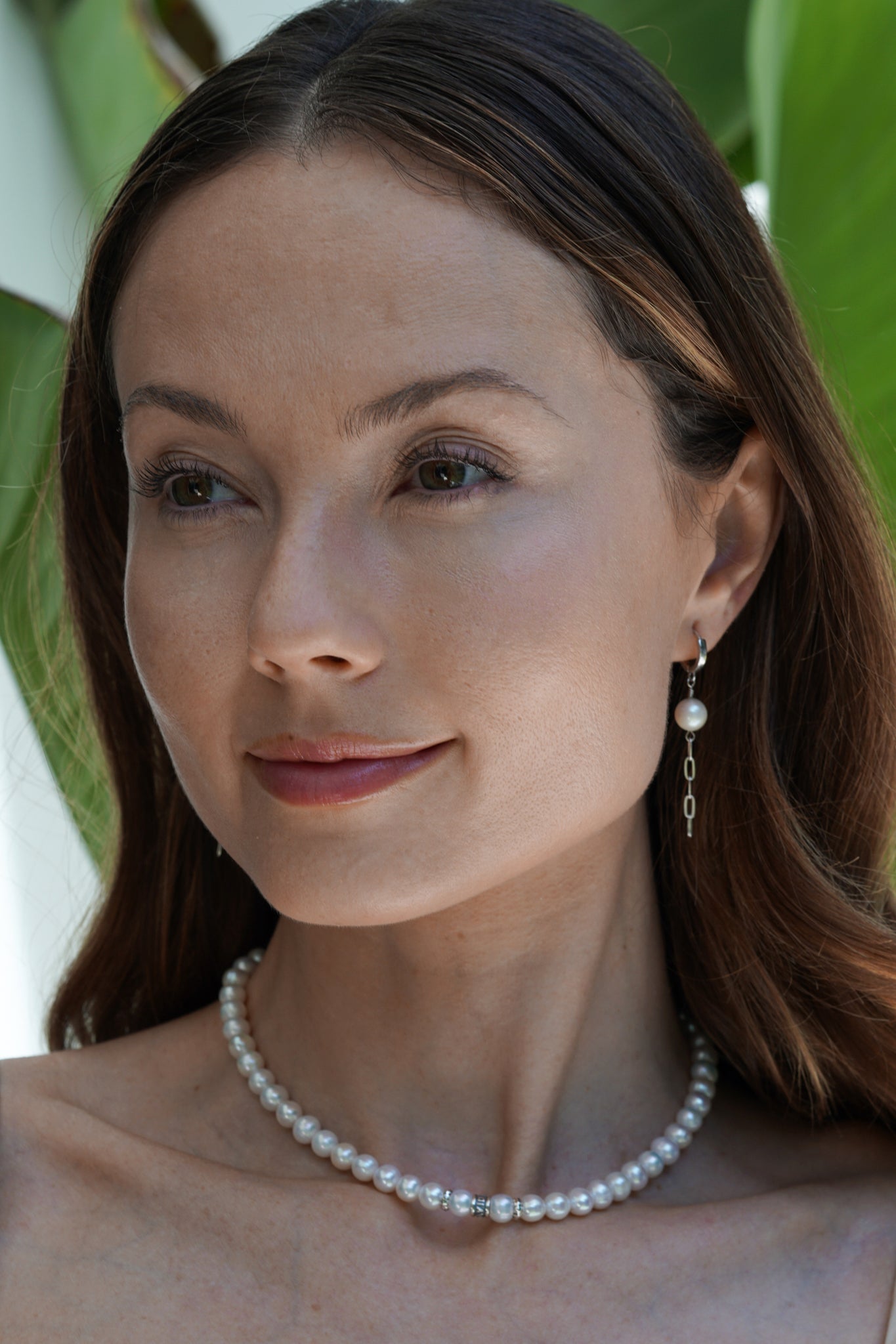 Drop Link Pearl Huggies | Sterling Silver