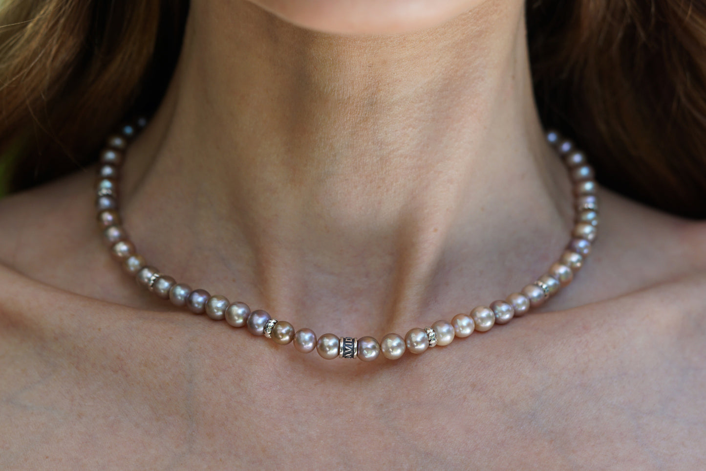 Mauve Pearl Necklace | Sterling Silver