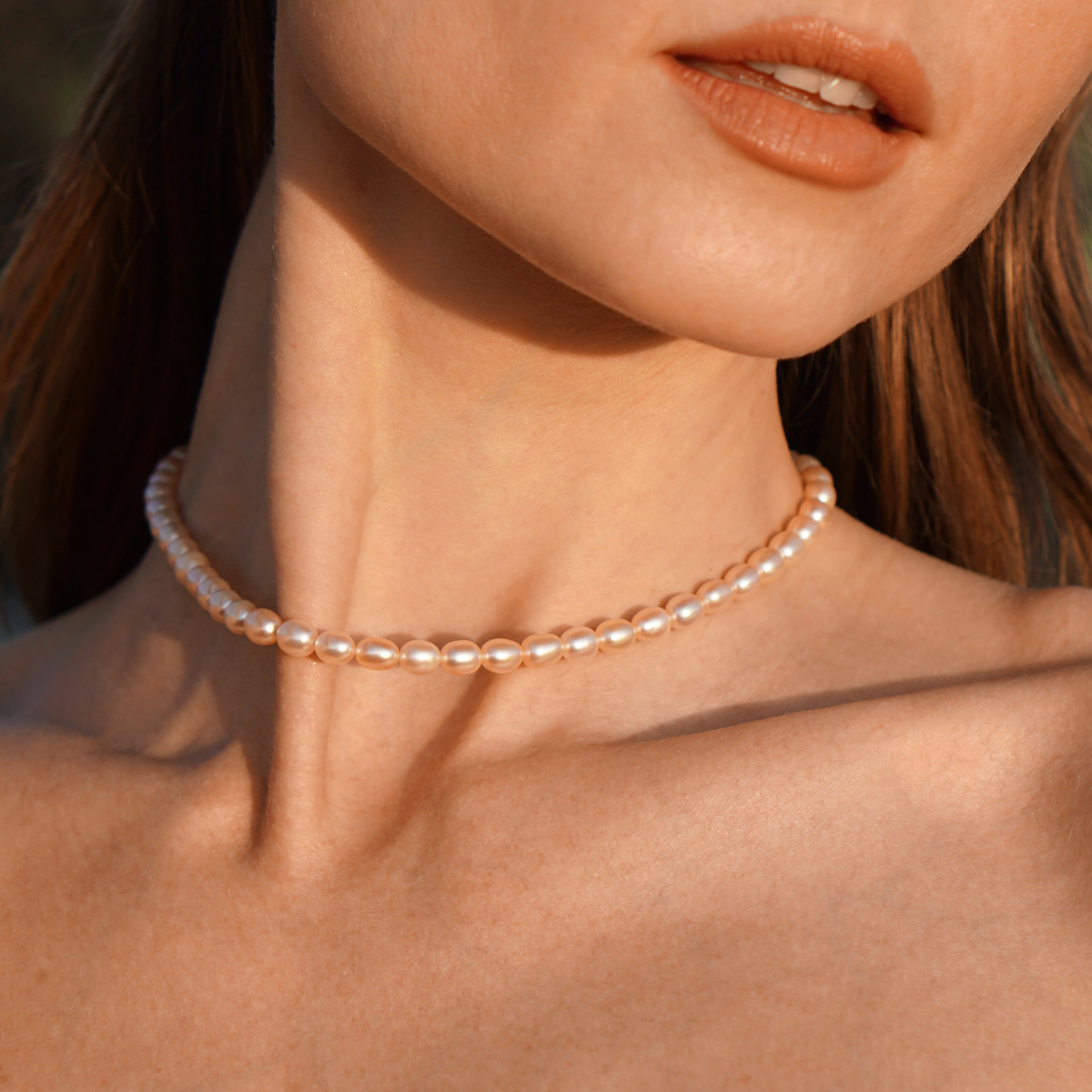 Peach Pearl Necklace | Sterling Silver