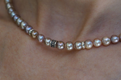 Mauve Pearl Necklace | Sterling Silver