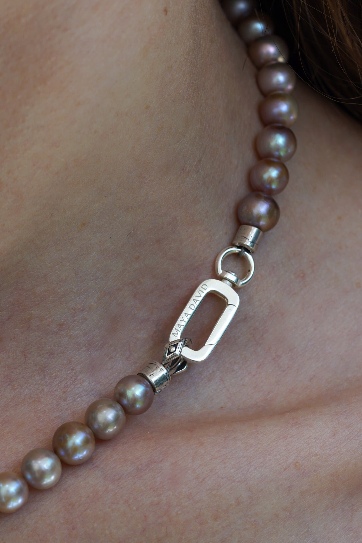 Mauve Pearl Necklace | Sterling Silver