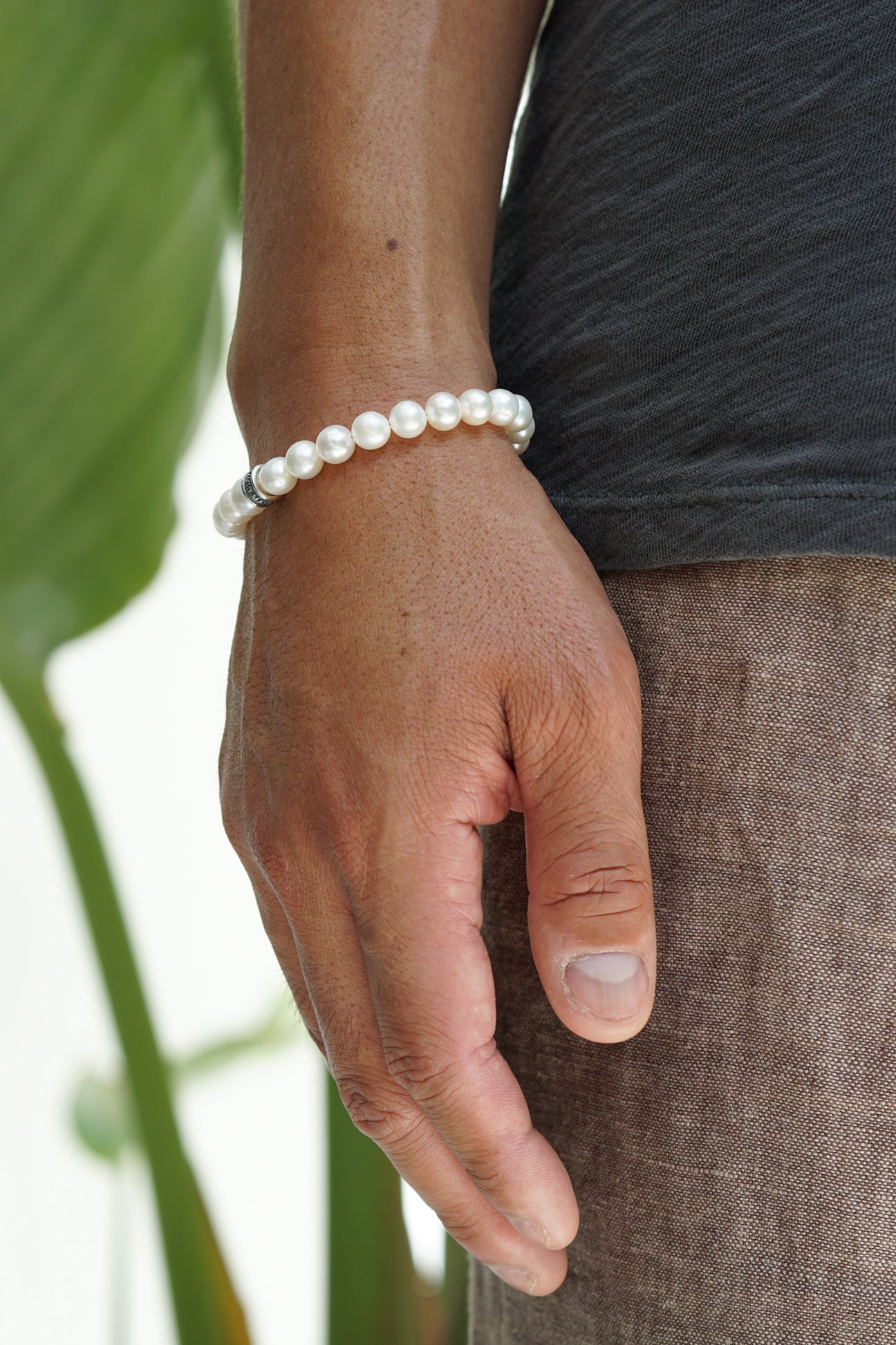 Men's Pearl Bracelet | Sterling Silver