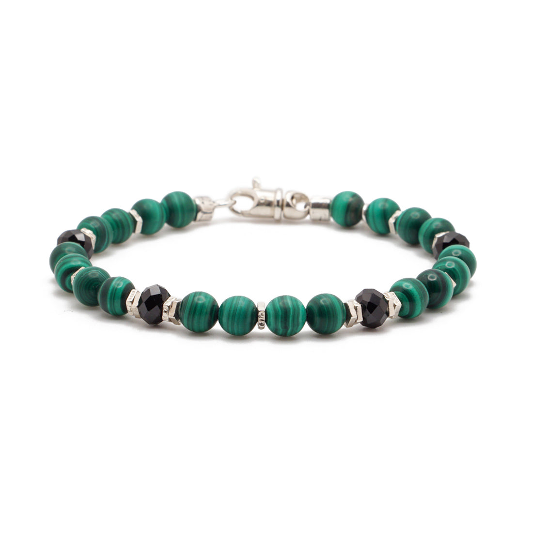 Vector Bracelet | Malachite, Black Spinel & Sterling Silver