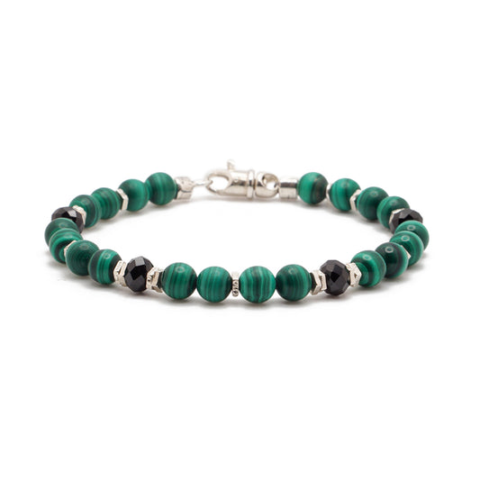 Malachite & Black Spinel | Sterling Silver | 6mm