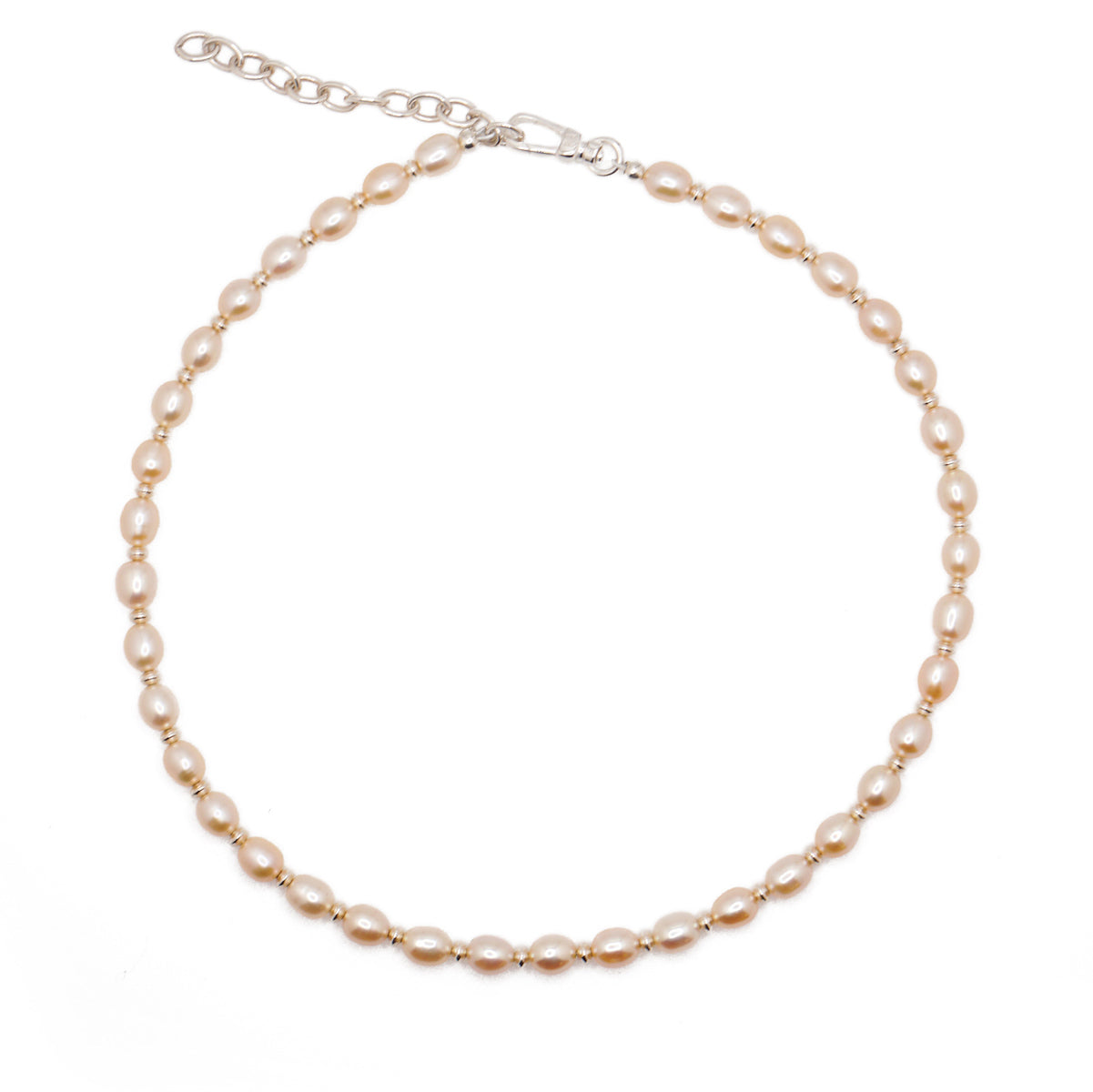 Rice Pearl & Disc Necklace | Sterling Silver