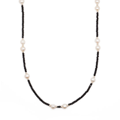 Black Spinel & Pearl Necklace | Sterling Silver