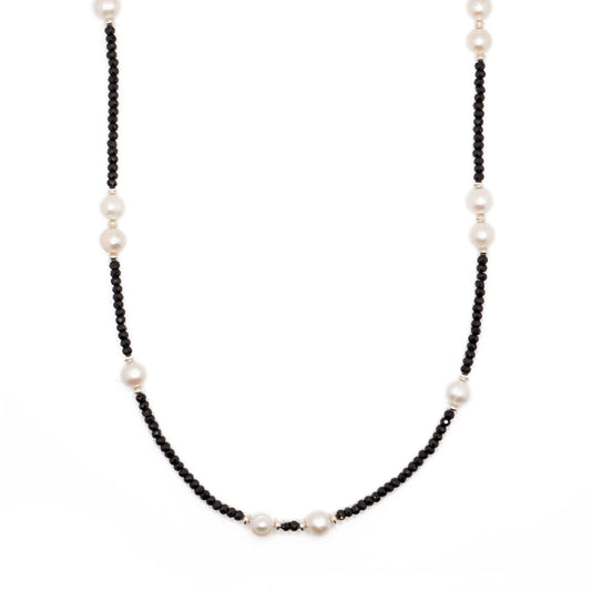 Black Spinel & Pearl Necklace | Sterling Silver