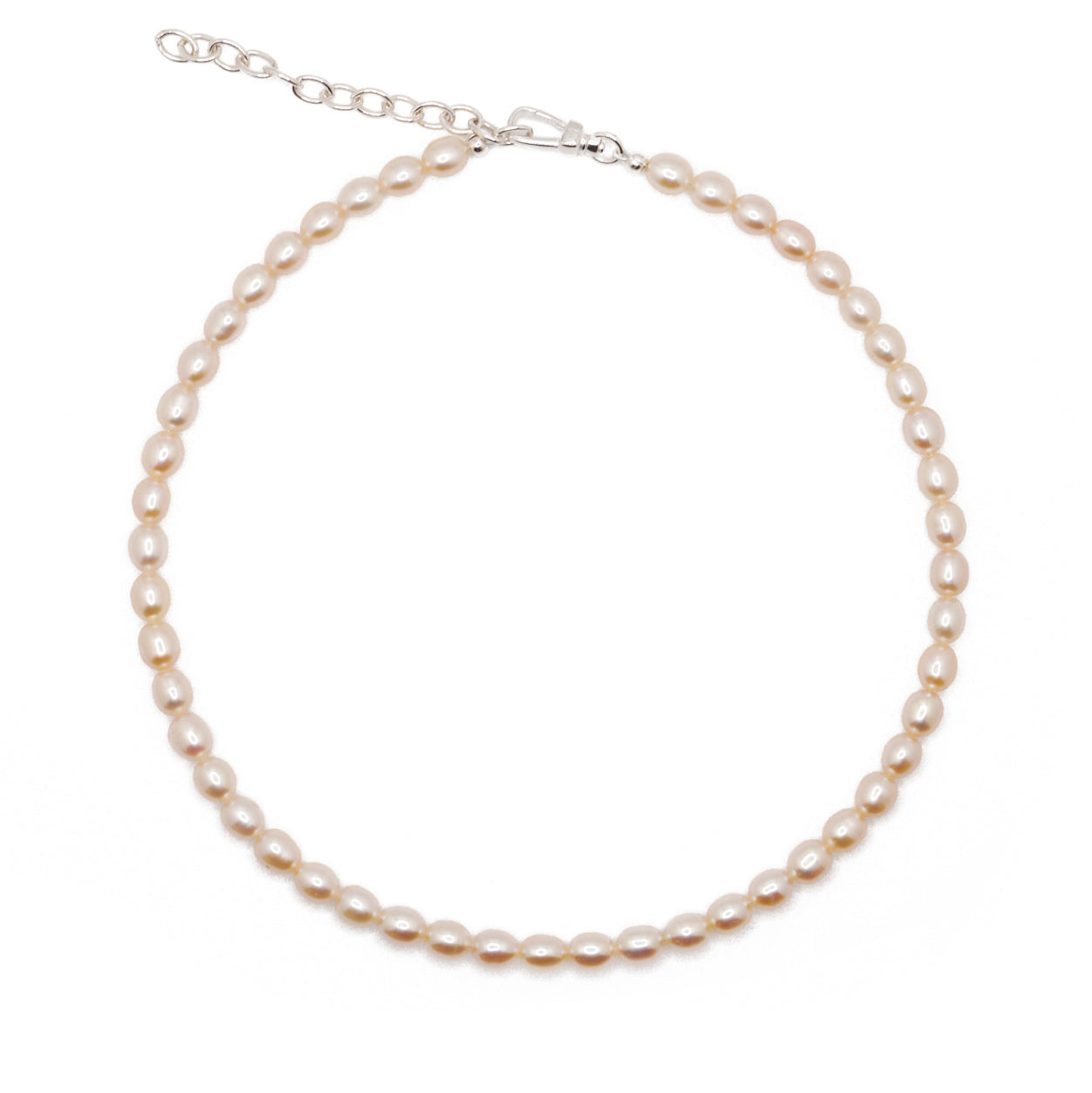 Peach Rice Pearl Necklace | Sterling Silver