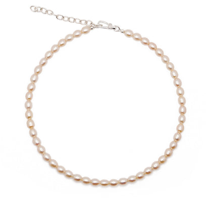 Peach Rice Pearl Necklace | Sterling Silver