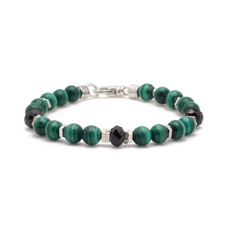 Vector Bracelet | Malachite, Black Spinel & Sterling Silver