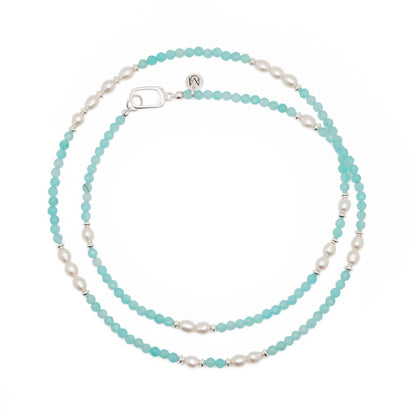 Amazonite & Pearl Necklace | Sterling Silver