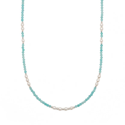 Amazonite & Pearl Necklace | Sterling Silver