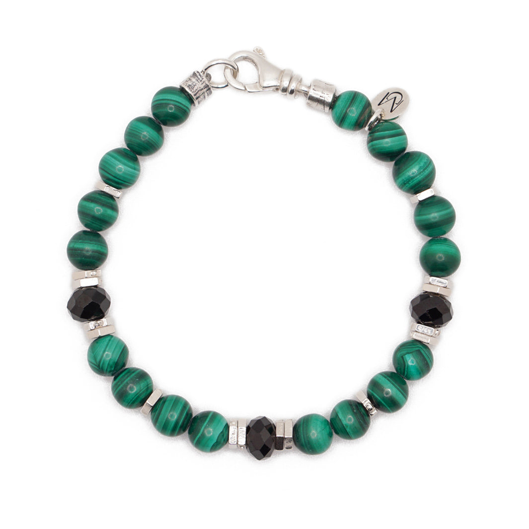 Vector Bracelet | Malachite, Black Spinel & Sterling Silver
