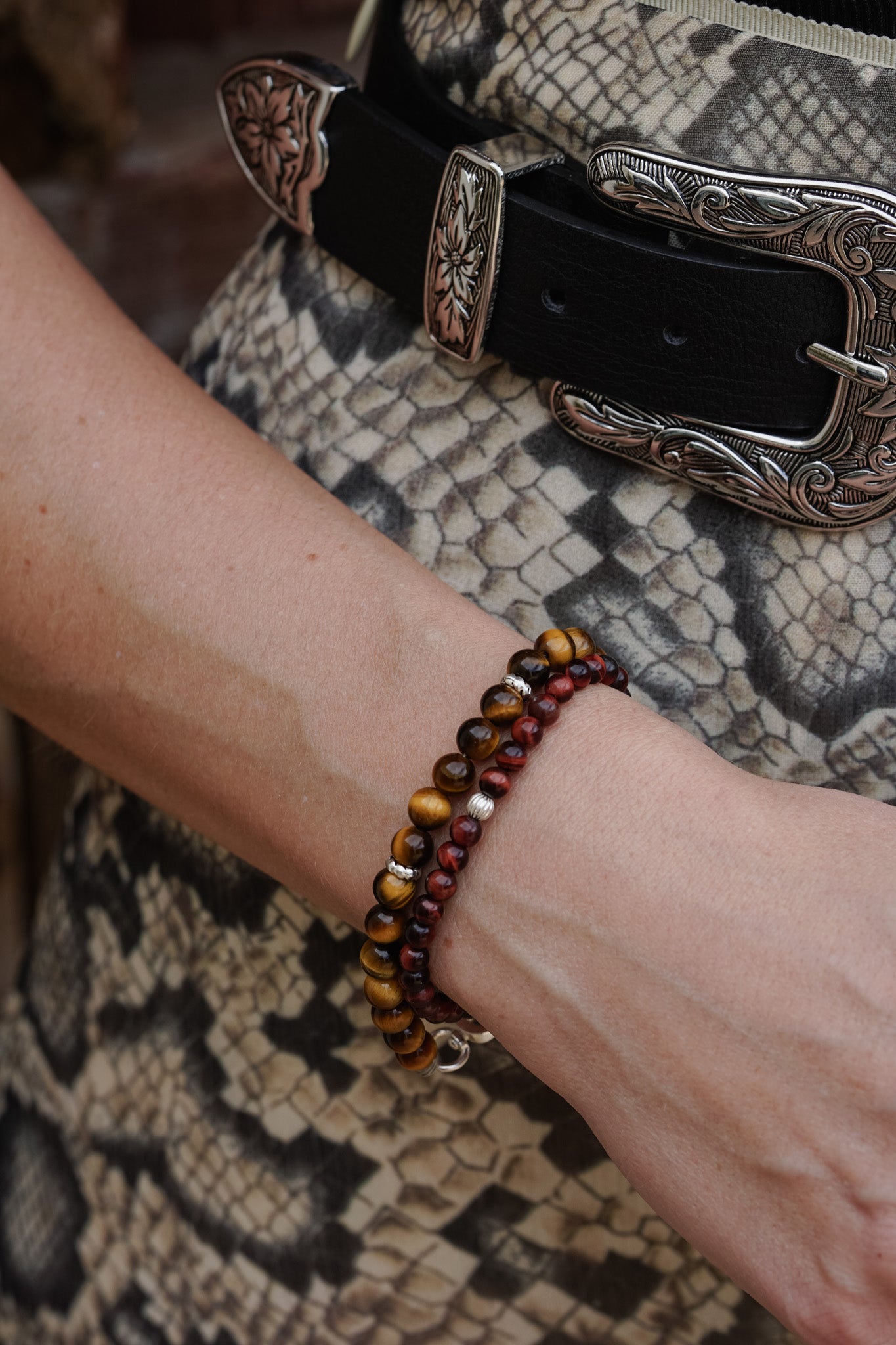 Refined Slim Bracelet | Red Tiger's Eye & Sterling Silver