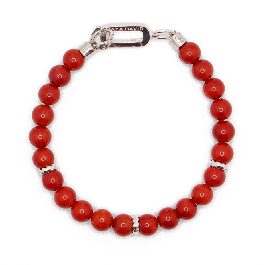 Refined Signature Bracelet | Red Coral & Sterling Silver