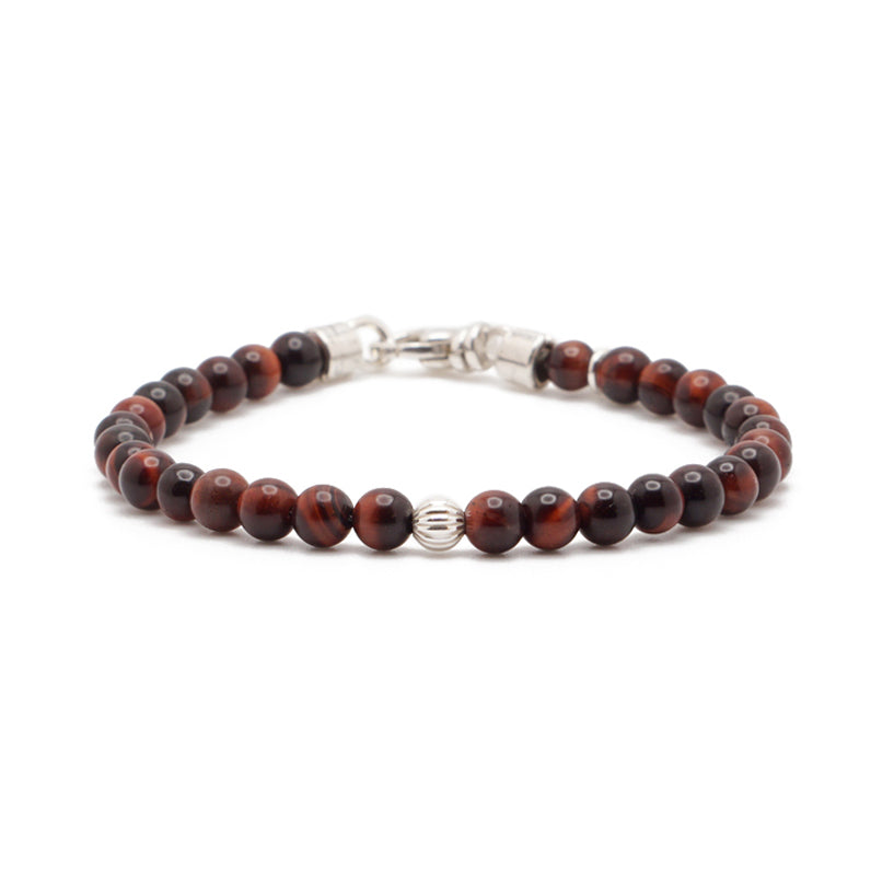 Refined Slim Bracelet | Red Tiger's Eye & Sterling Silver
