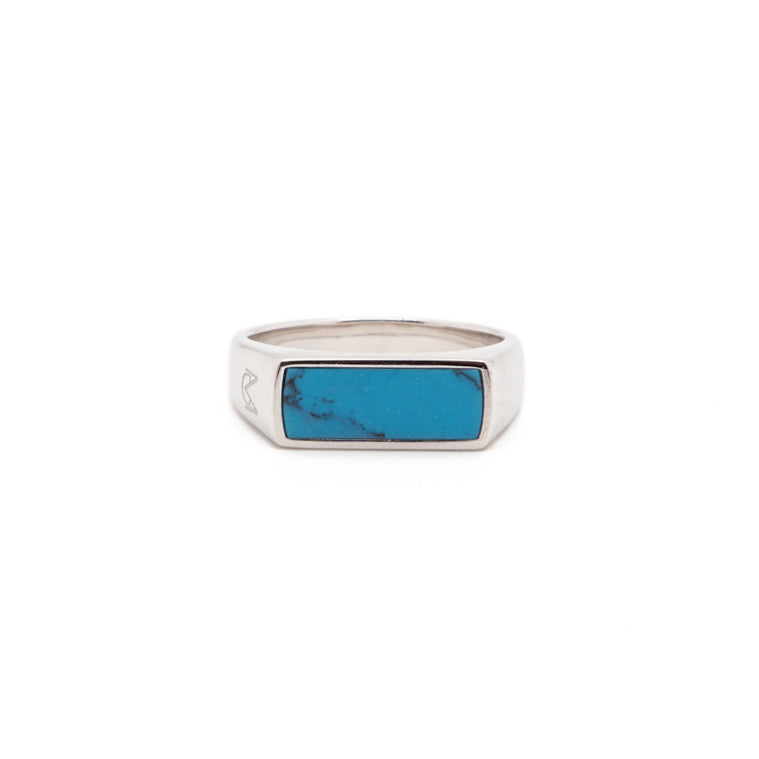 Turquoise Slim Signet Ring | Sterling Silver