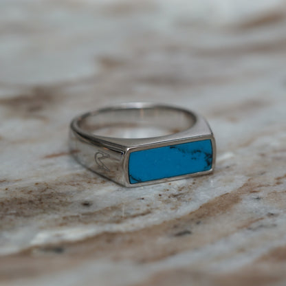 Turquoise Slim Signet Ring | Sterling Silver