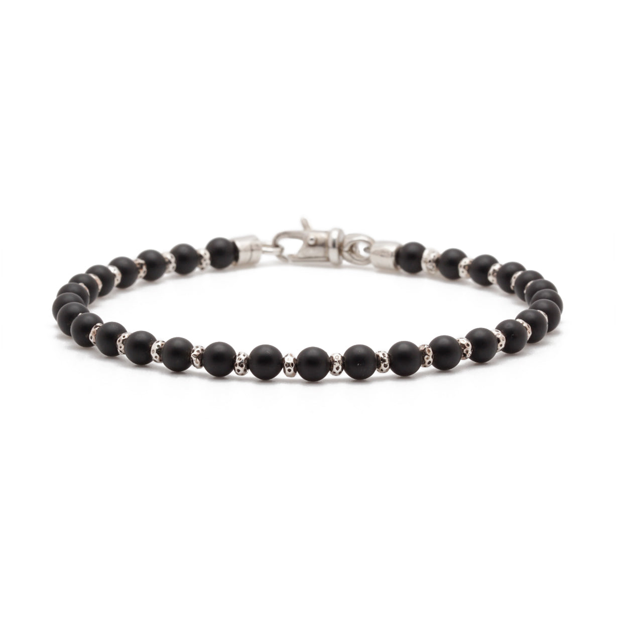 Strata Slim Bracelet | Matte Onyx & Sterling Silver