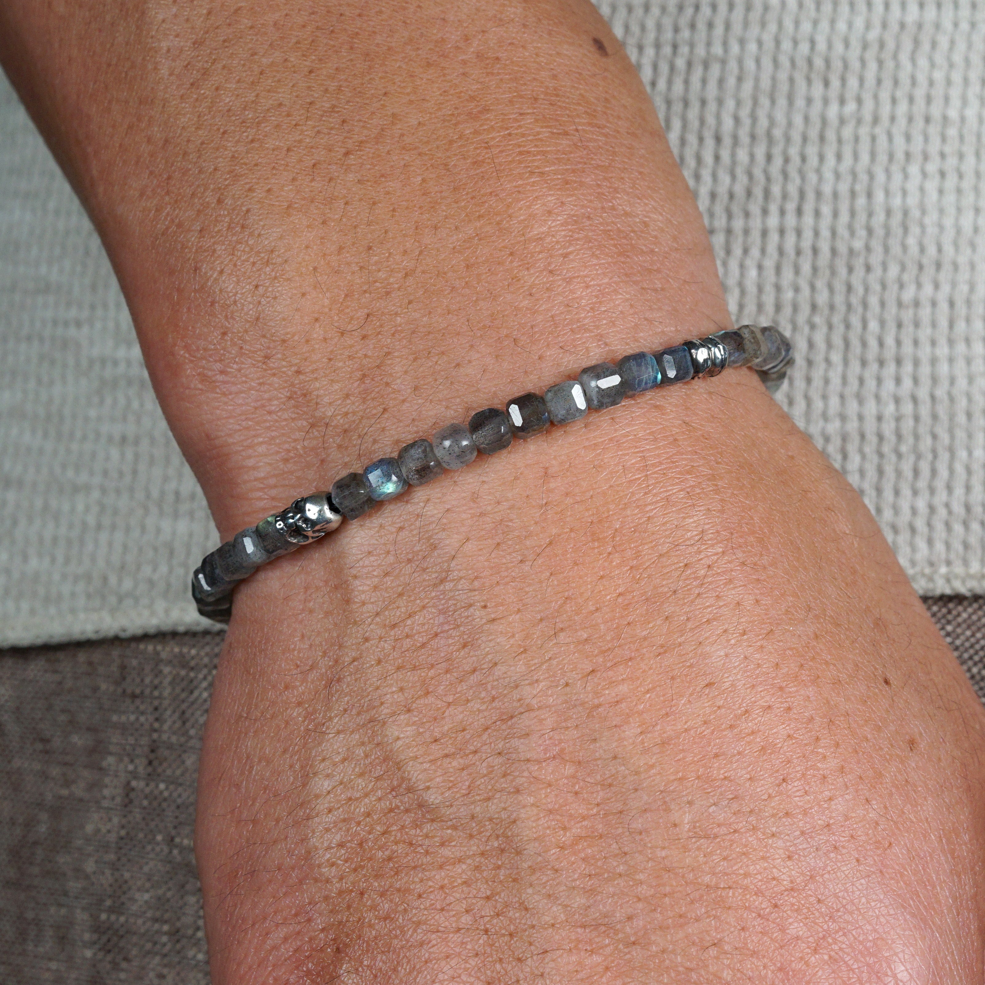 Phantom Ice Bracelet | Labradorite, Skull & Sterling Silver