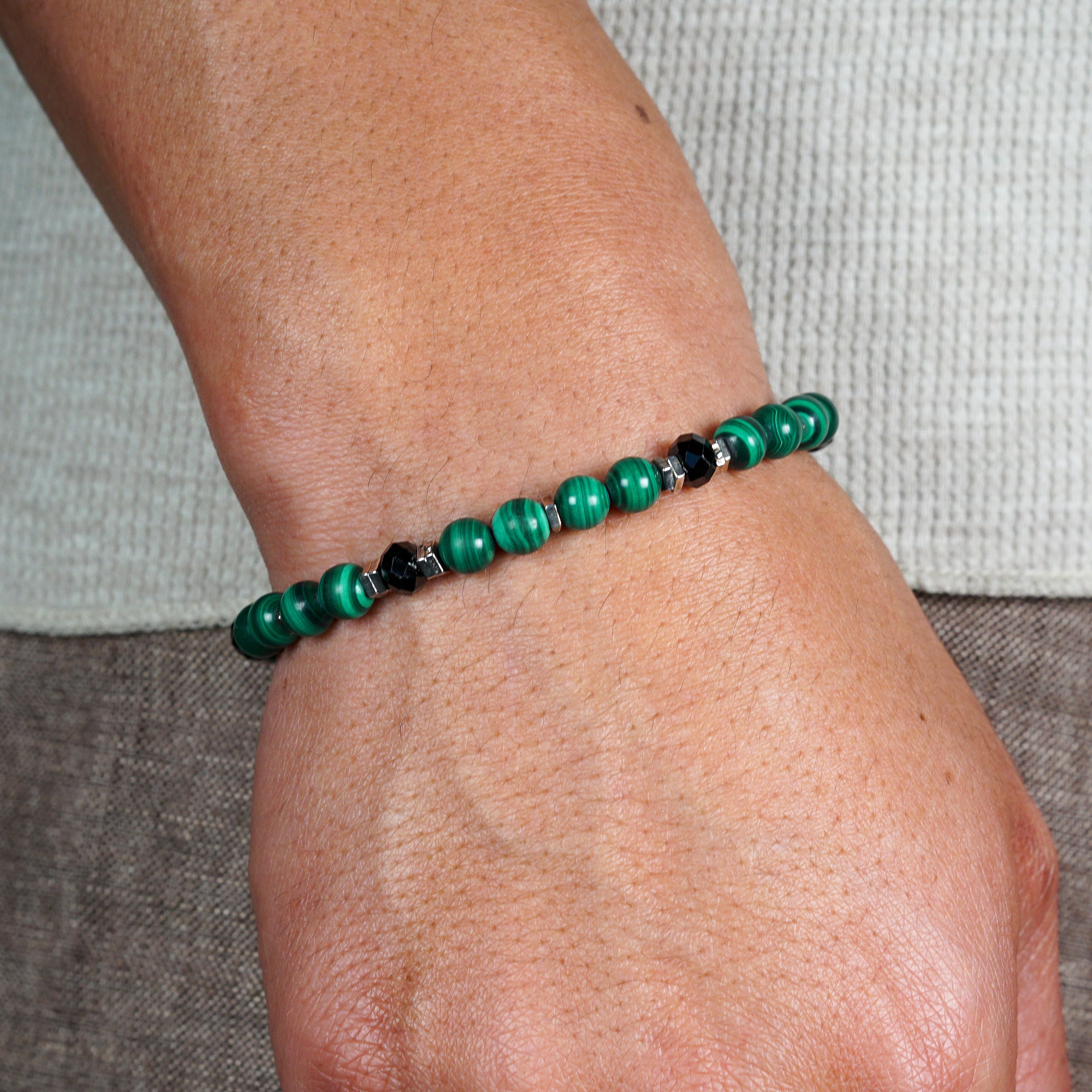 Vector Bracelet | Malachite, Black Spinel & Sterling Silver