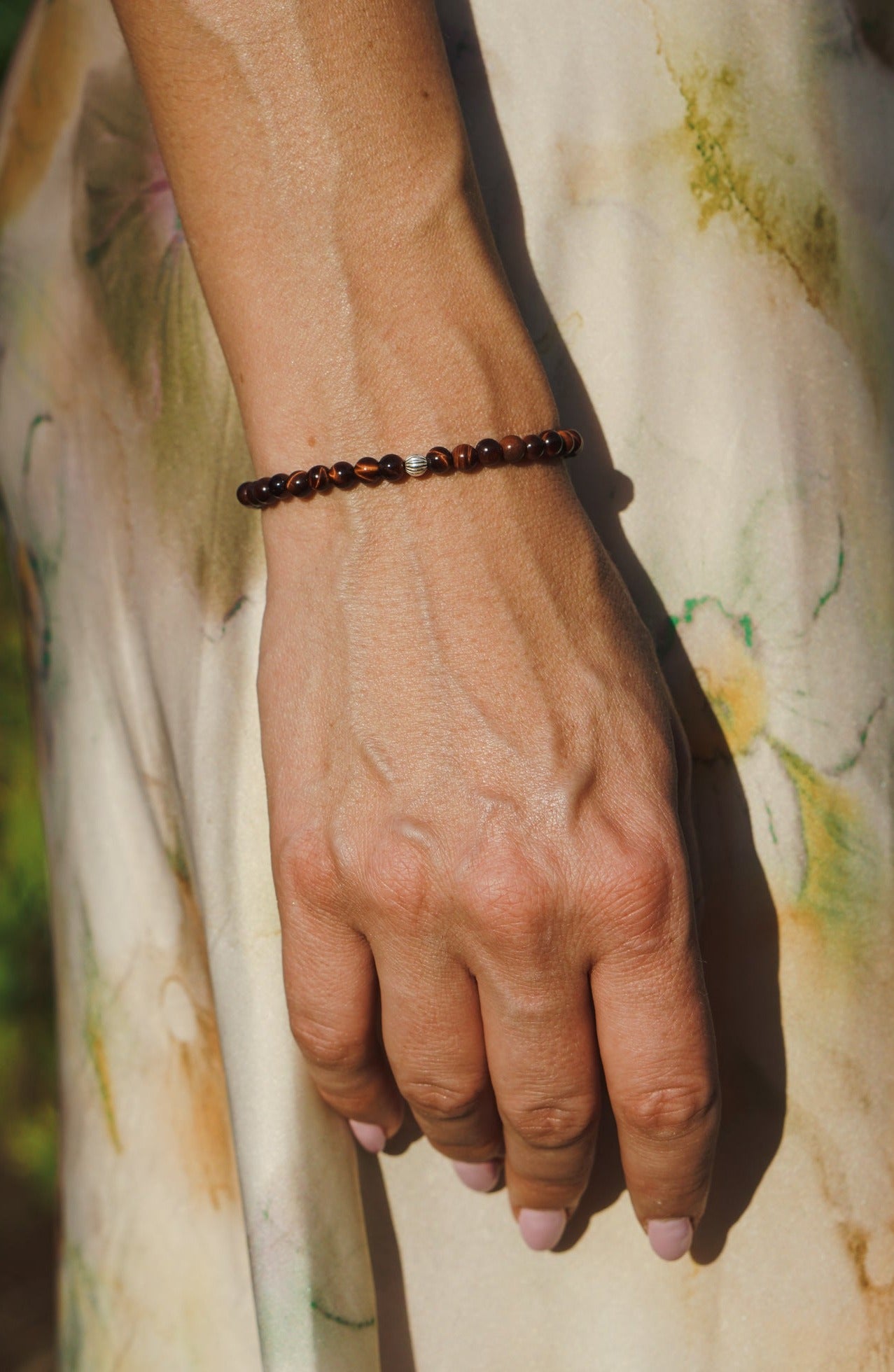 Refined Slim Bracelet | Red Tiger's Eye & Sterling Silver
