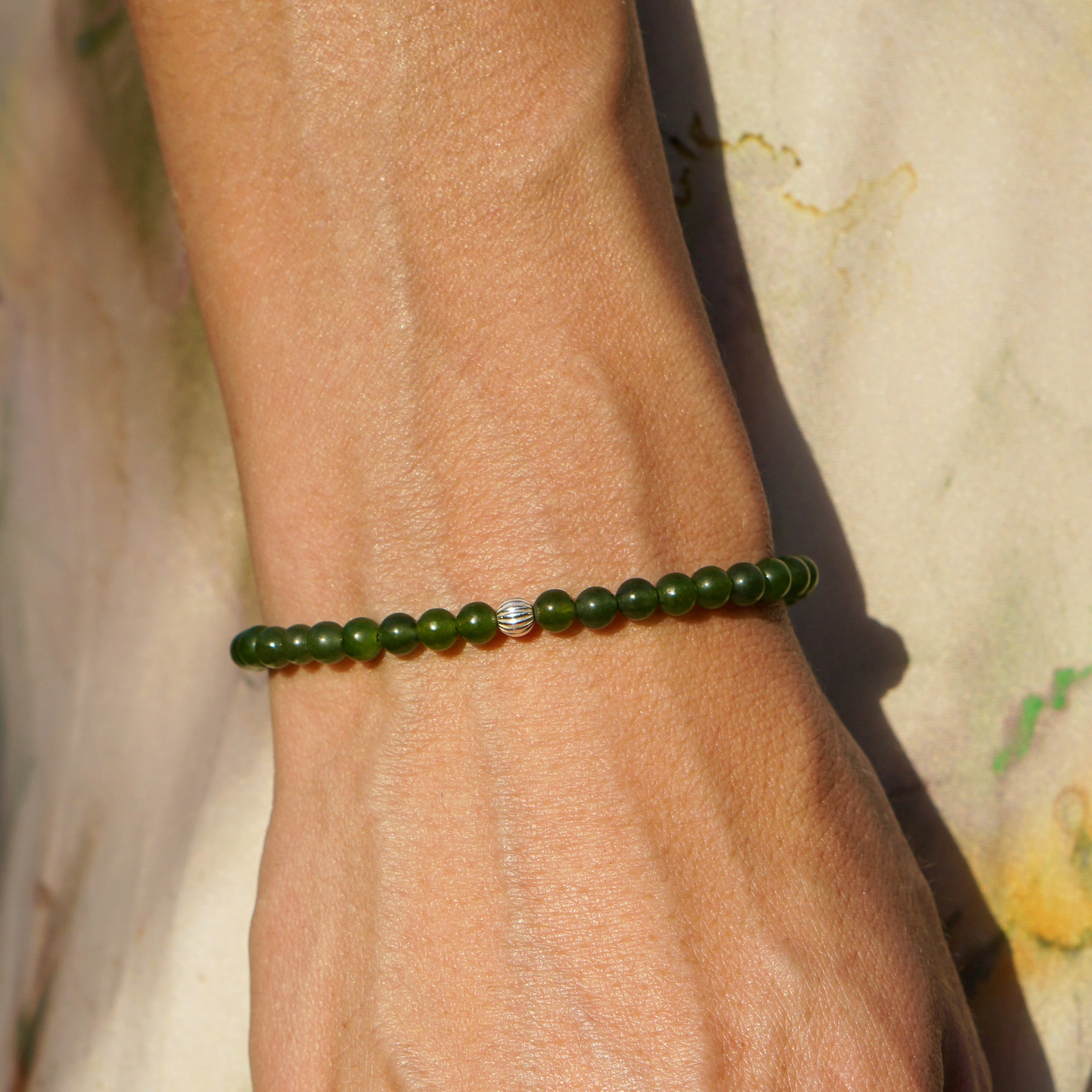 Refined Slim Bracelet | Jade & Sterling Silver