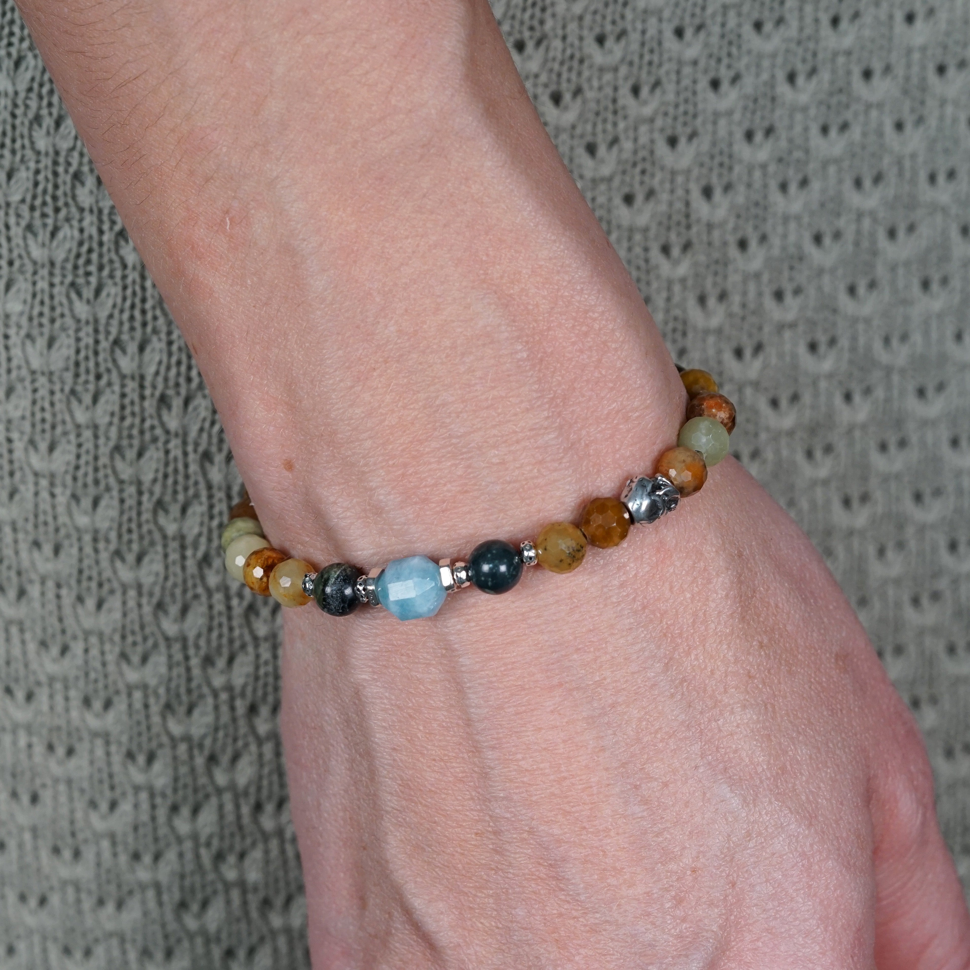 Riftwalker Bracelet | Serpentine Jade, Jasper, Aquamarine & Skull