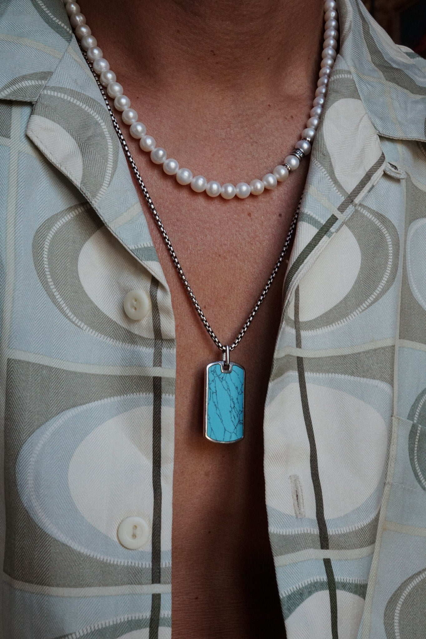 Horizon Tag Necklace | Turquoise & Sterling Silver