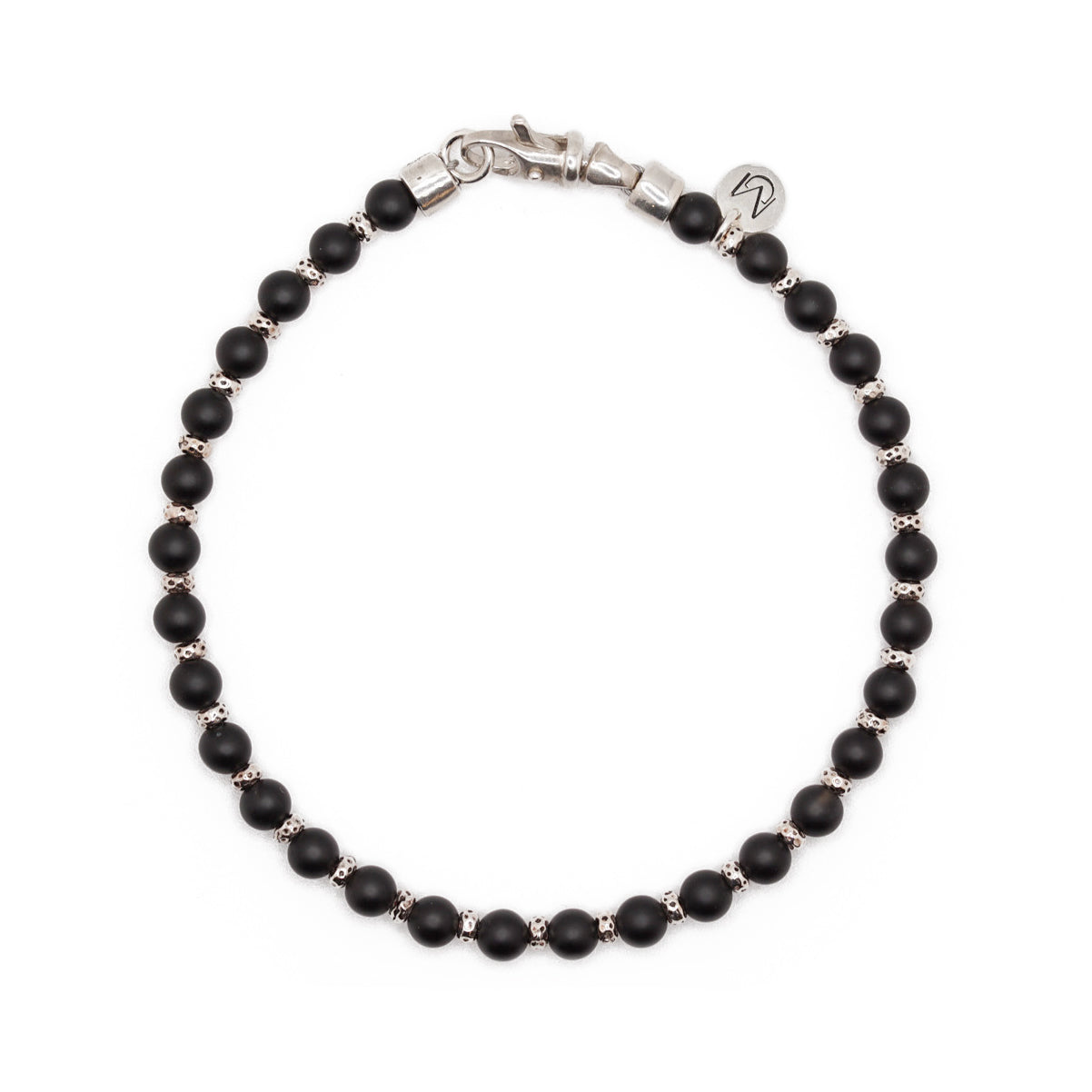 Strata Slim Bracelet | Matte Onyx & Sterling Silver