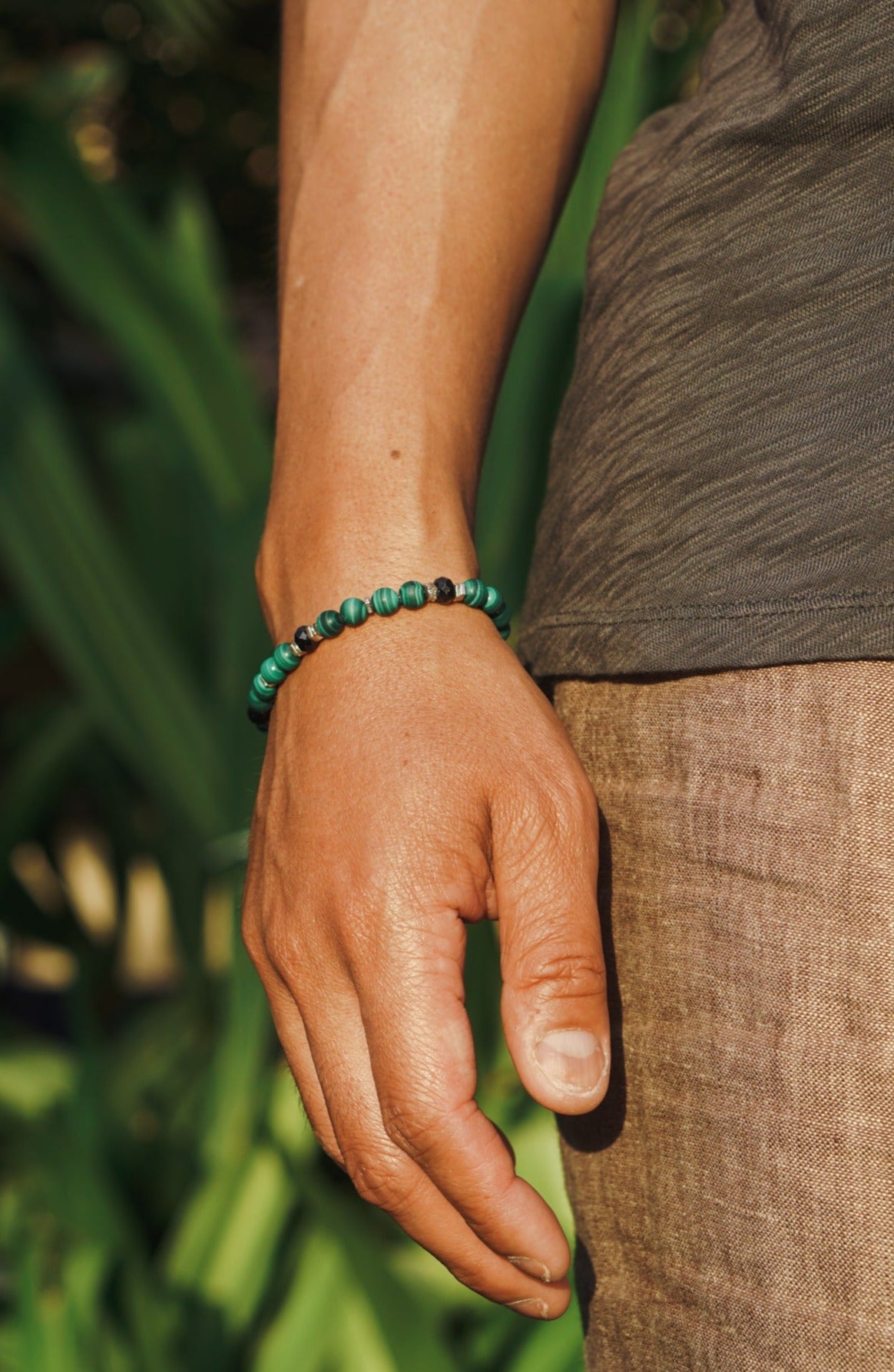 Vector Bracelet | Malachite, Black Spinel & Sterling Silver