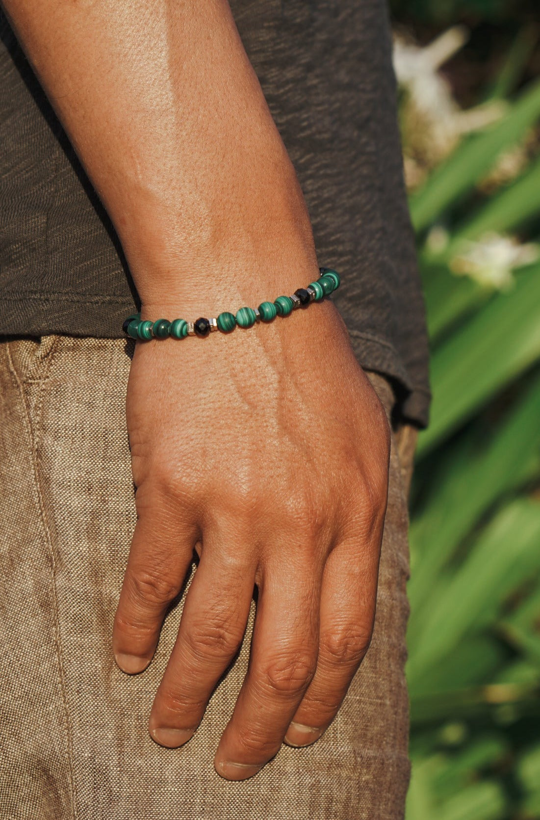 Vector Bracelet | Malachite, Black Spinel & Sterling Silver