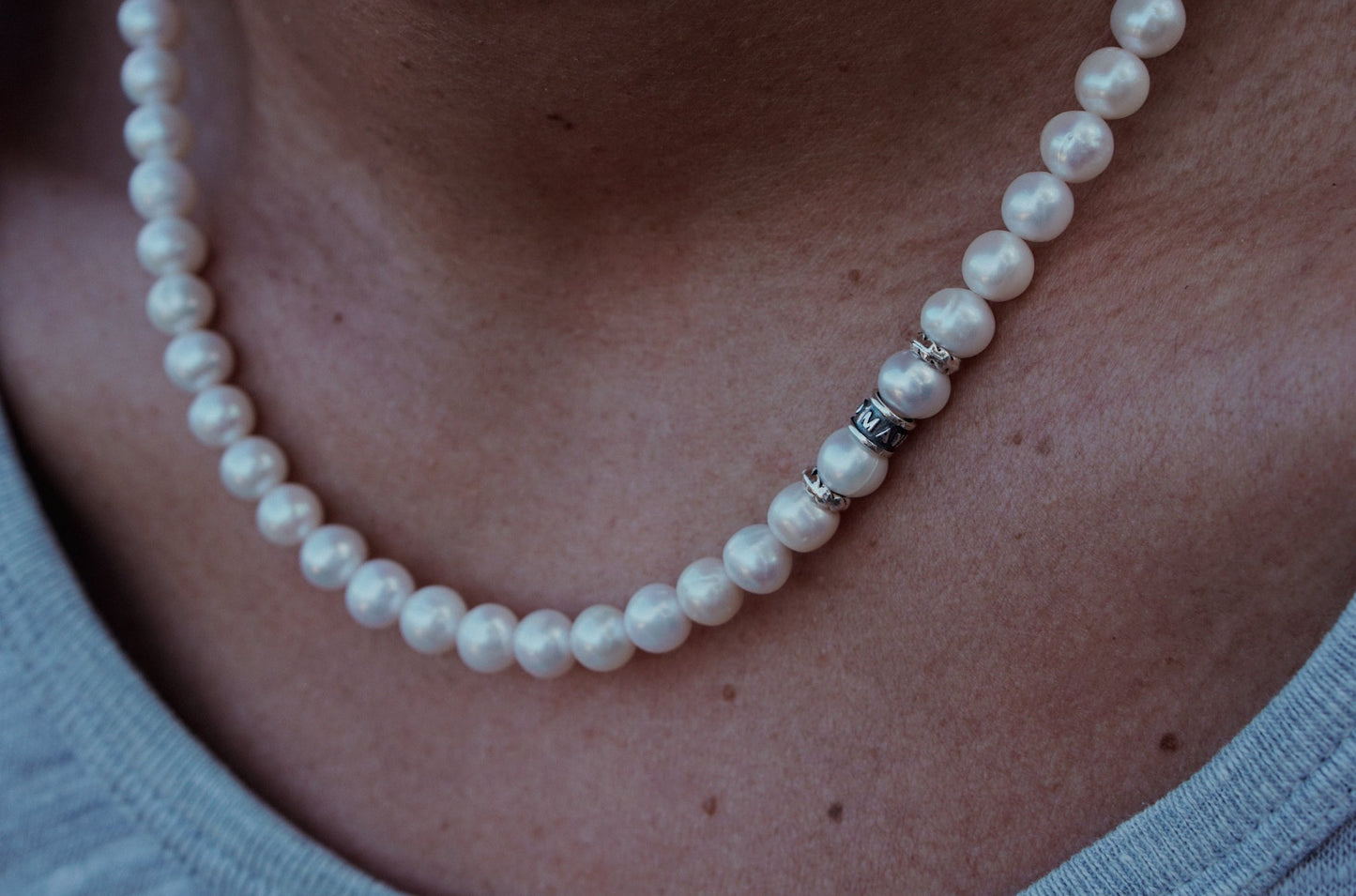 Men's Pearl Necklace | Sterling Silver