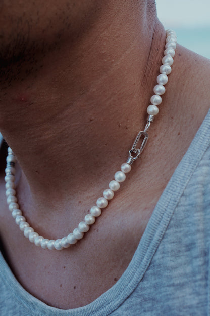 Men's Pearl Necklace | Sterling Silver