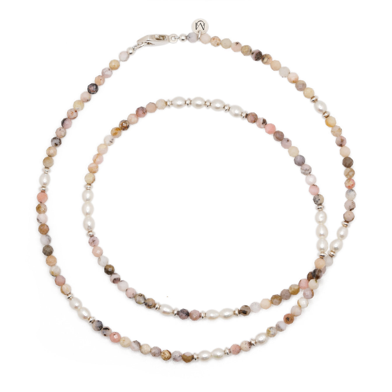 Cala Rosa Necklace | Pink Opal, Pearls & Sterling Silver
