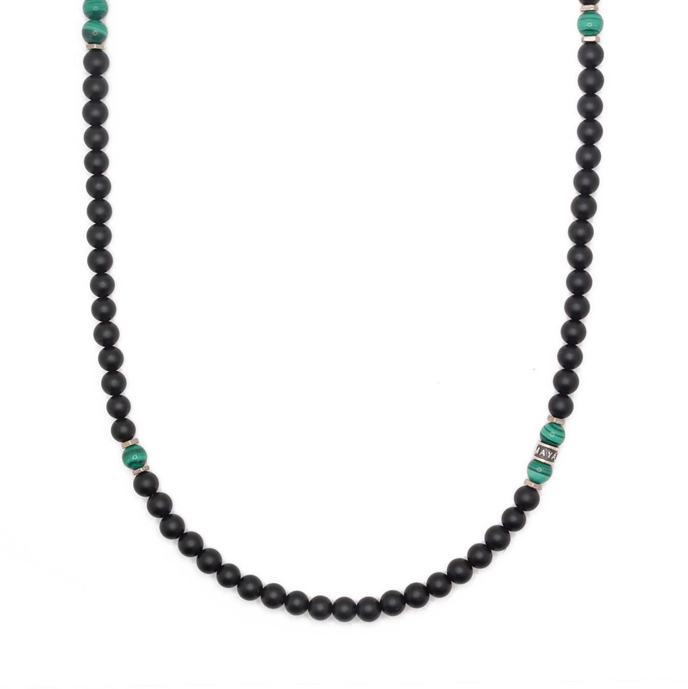 Axis Necklace | Matte Onyx, Malachite & Sterling Silver