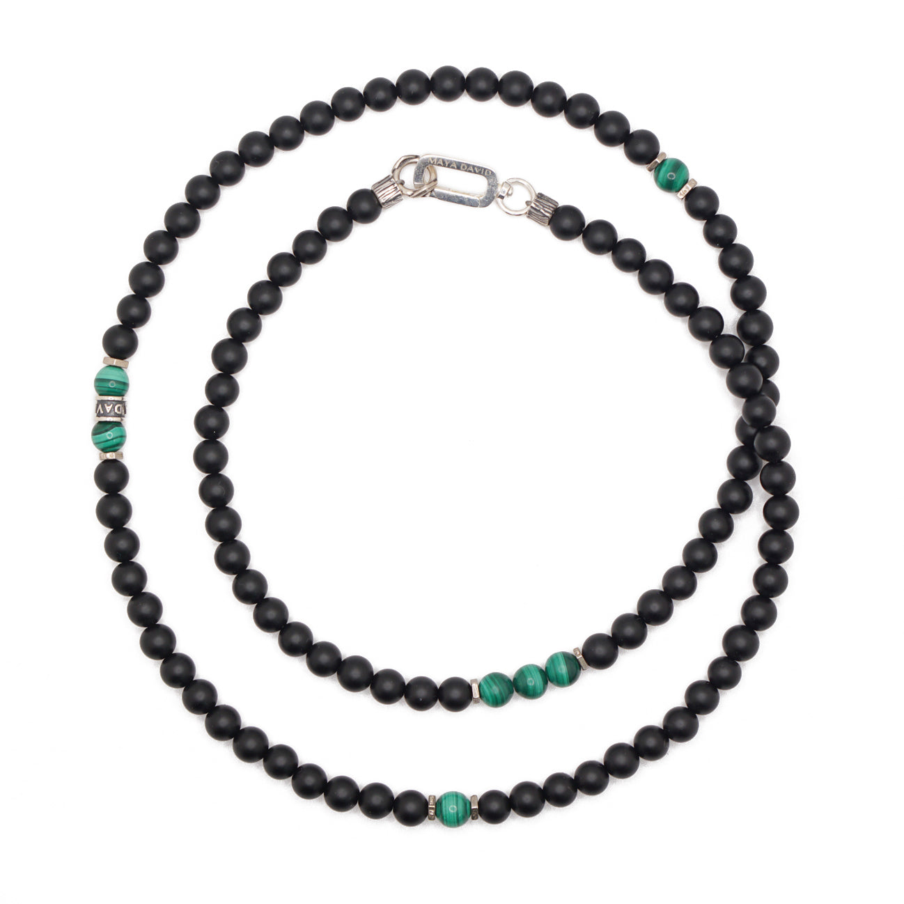 Axis Necklace | Matte Onyx, Malachite & Sterling Silver