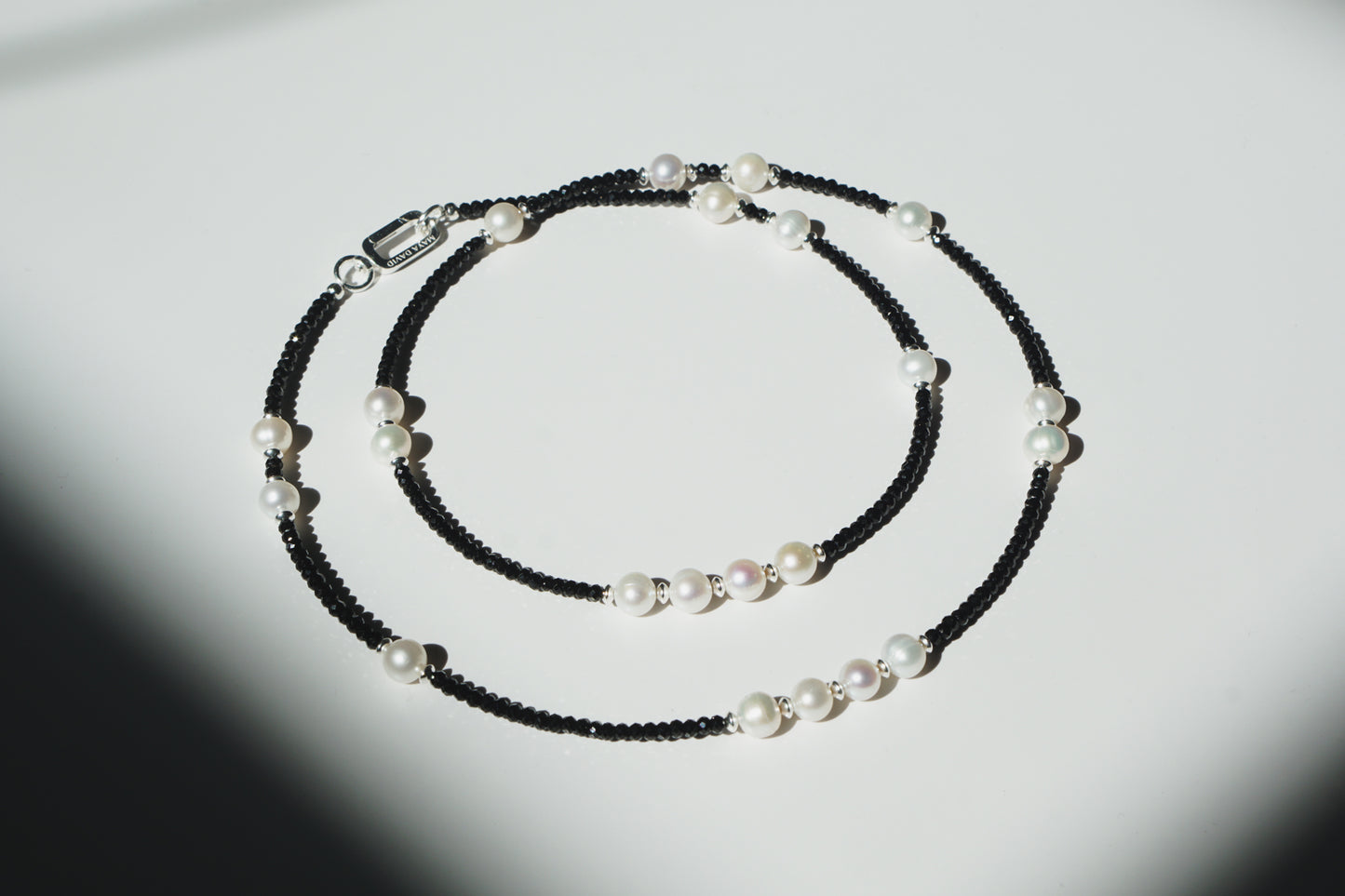 Black Spinel & Pearl Necklace | Sterling Silver