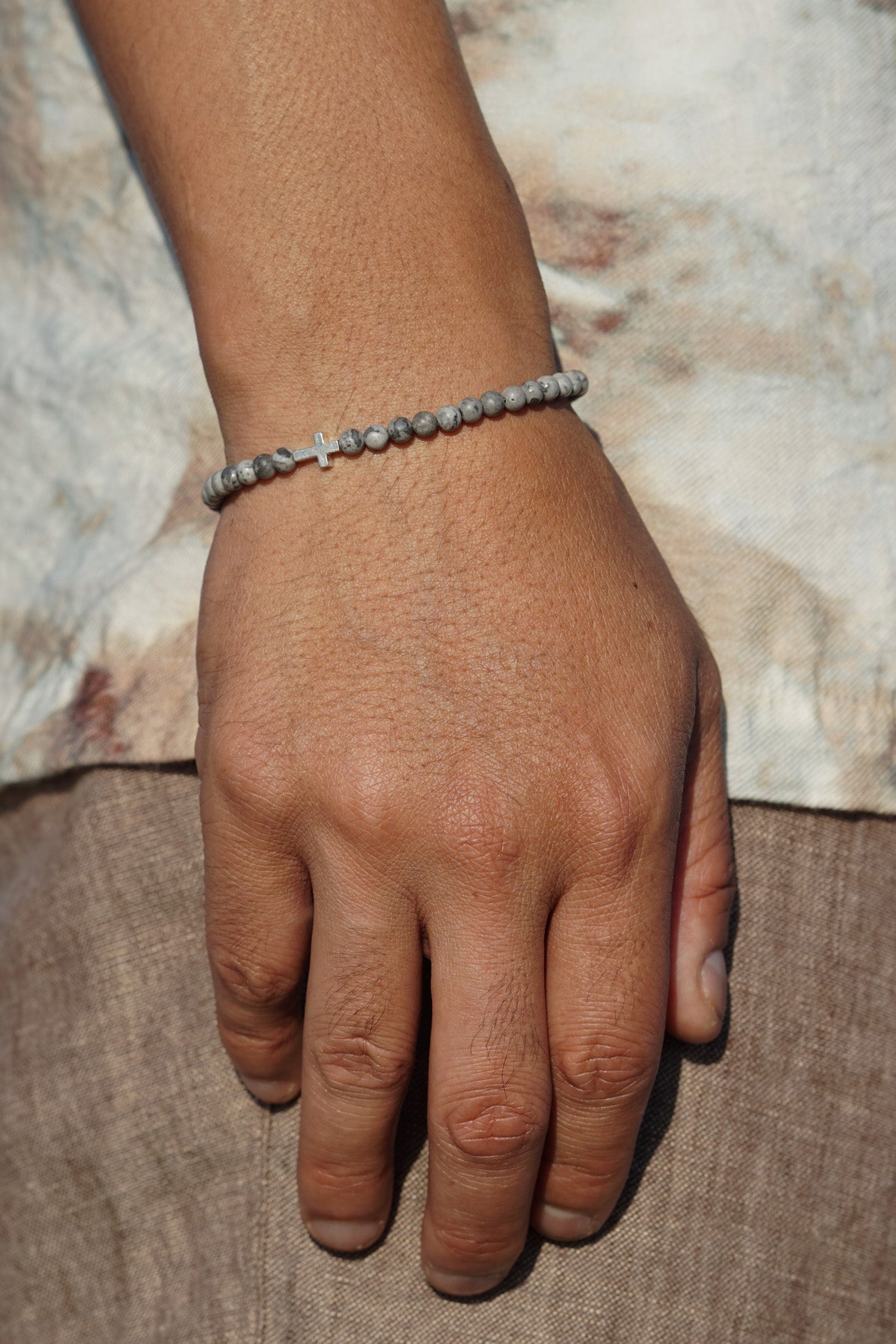 Crossroads Slim Bracelet | Gray Jasper & Sterling Silver