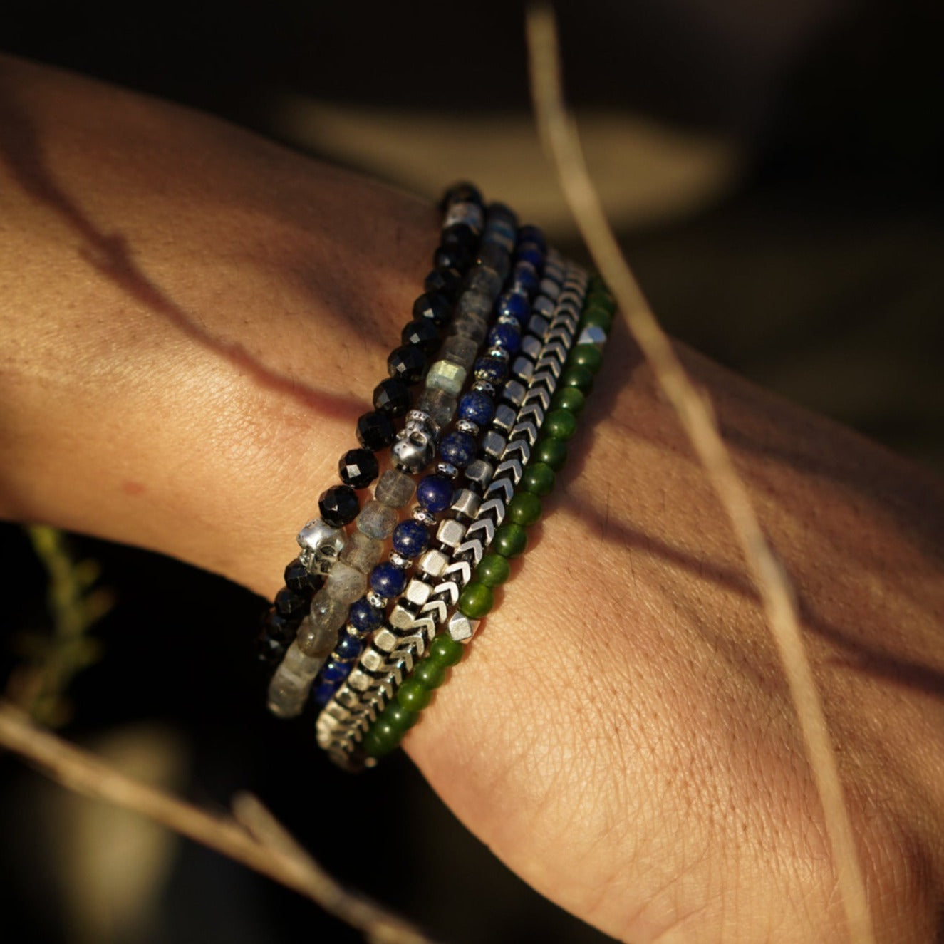 Phantom Bracelet | Black Spinel, Skull & Sterling Silver